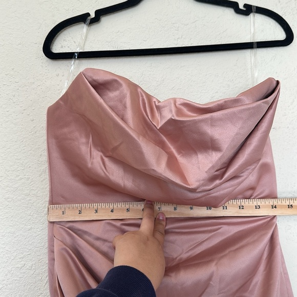 House of CB Adrienne‎ Blush Satin Strapless Gown size M - Picture 8 of 9